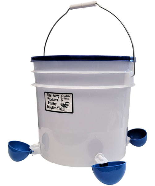 3.5 Gallon Automatic Chicken Waterer With 4 Heavy Duty Auto Fill Drinker Poultry Cups