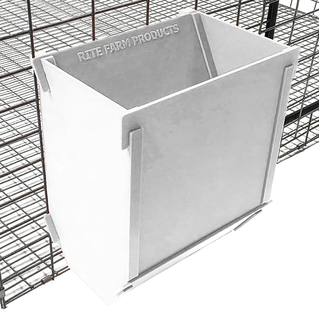 Texas USA Made 6-Inch Cage Hanging Rabbit Feeder with ID Tag for Rabbit Pellet Feed with a Sifter Base