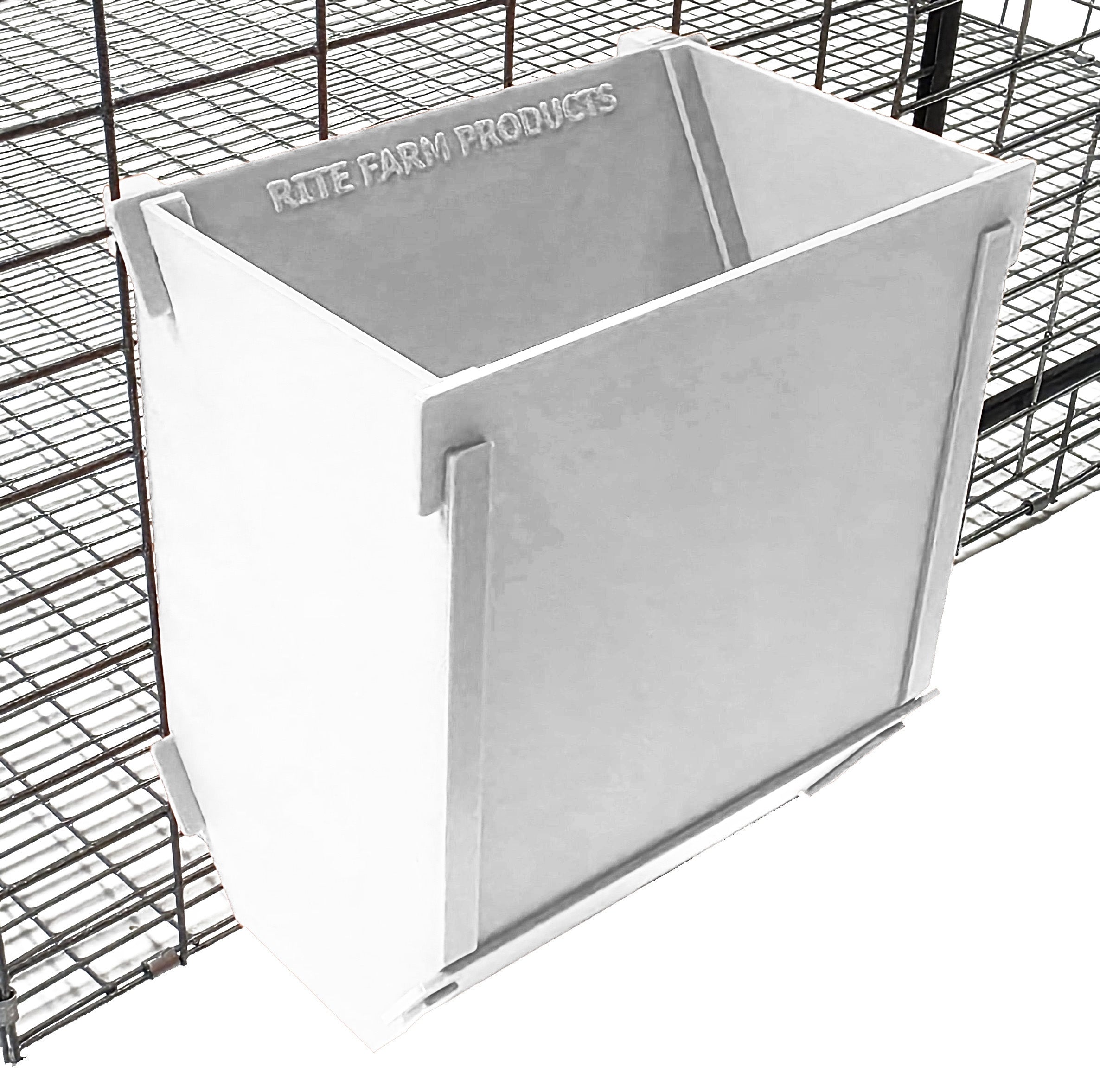 Texas USA Made 6-Inch Cage Hanging Rabbit Feeder with ID Tag for Rabbit Pellet Feed with a Sifter Base