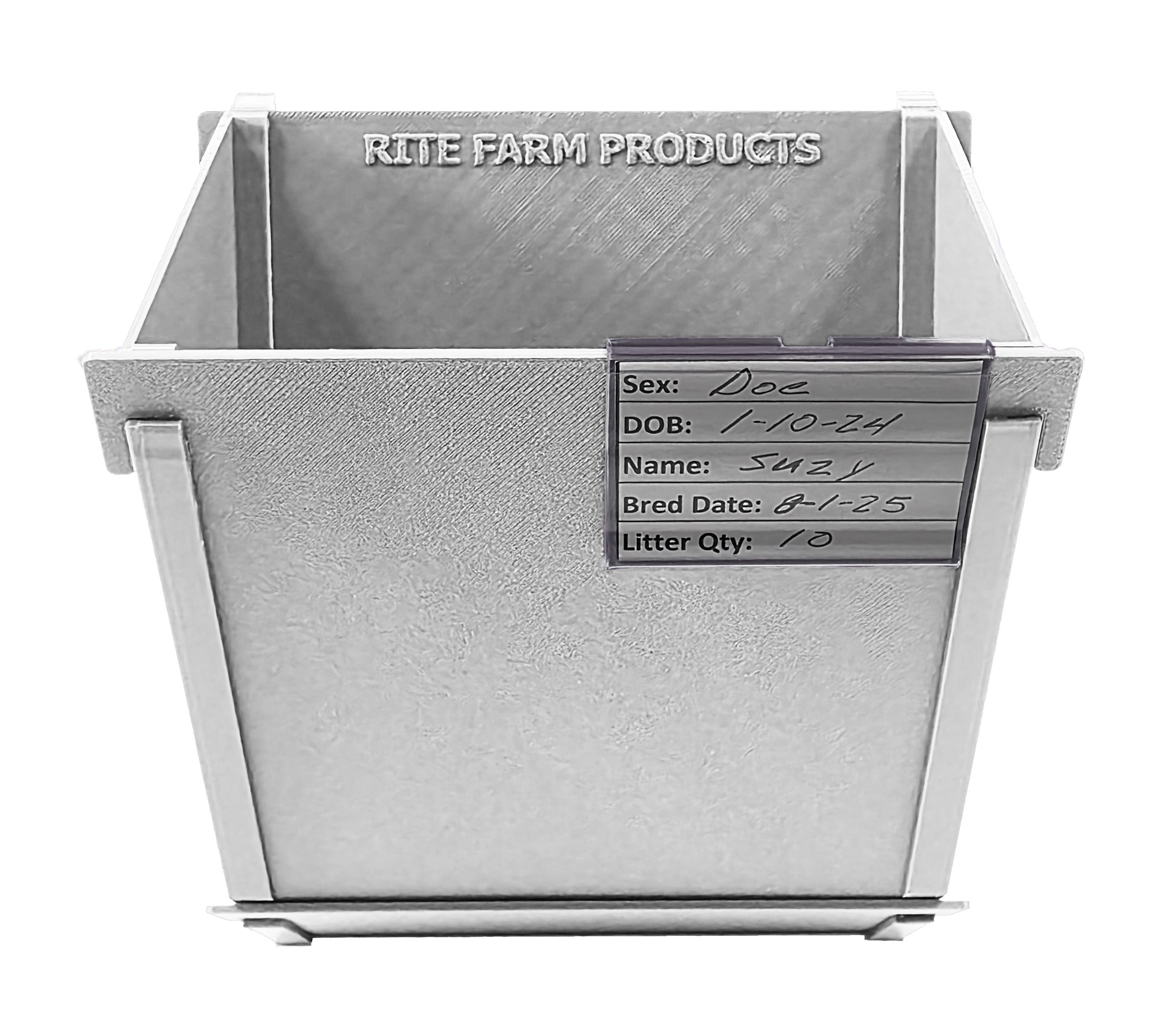 Texas USA Made 6-Inch Cage Hanging Rabbit Feeder with ID Tag for Rabbit Pellet Feed with a Sifter Base