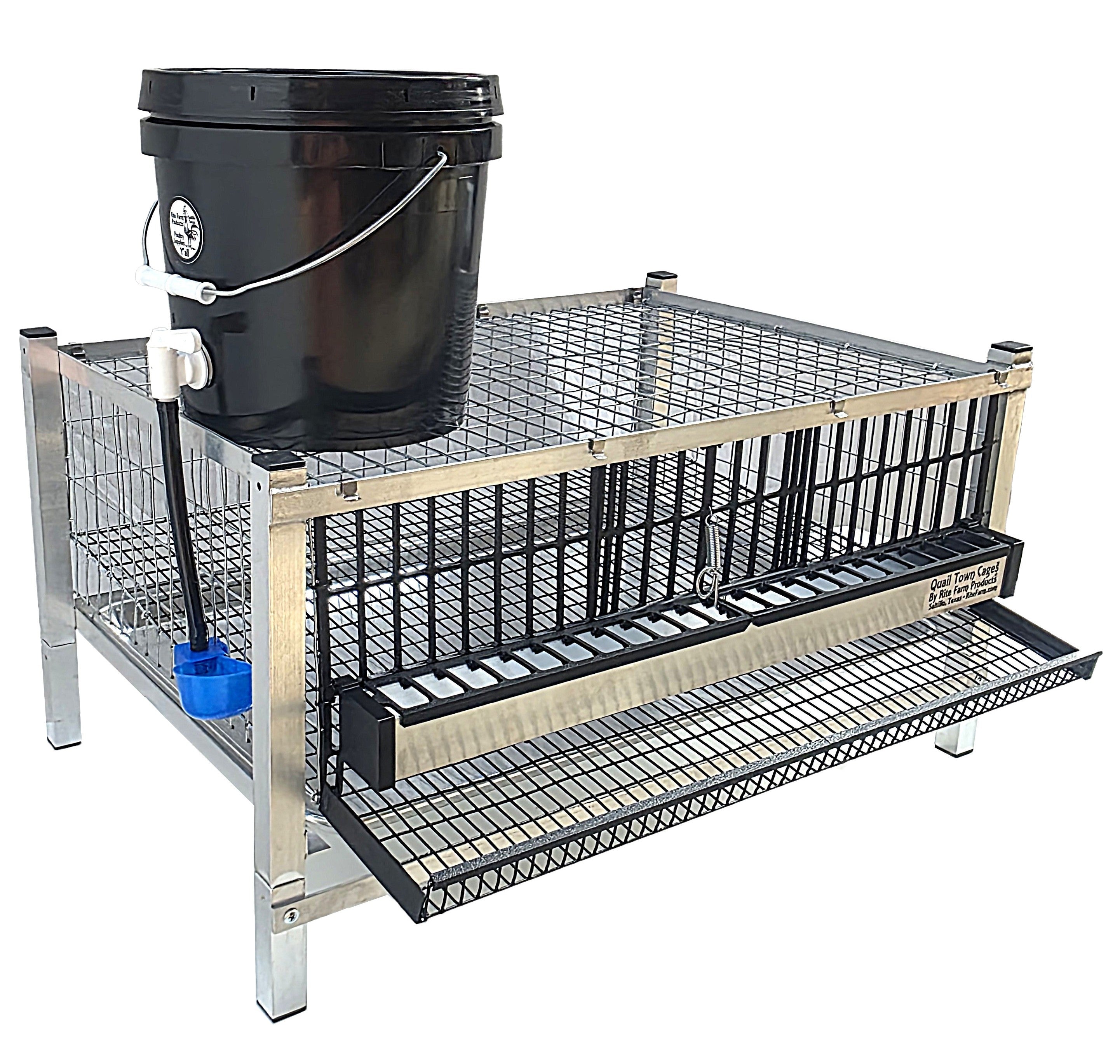 Quail Town Cages by Rite Farm Products - Pro Modular Quail Grow Out & Layer Cage Tower System Transparent Reservoir