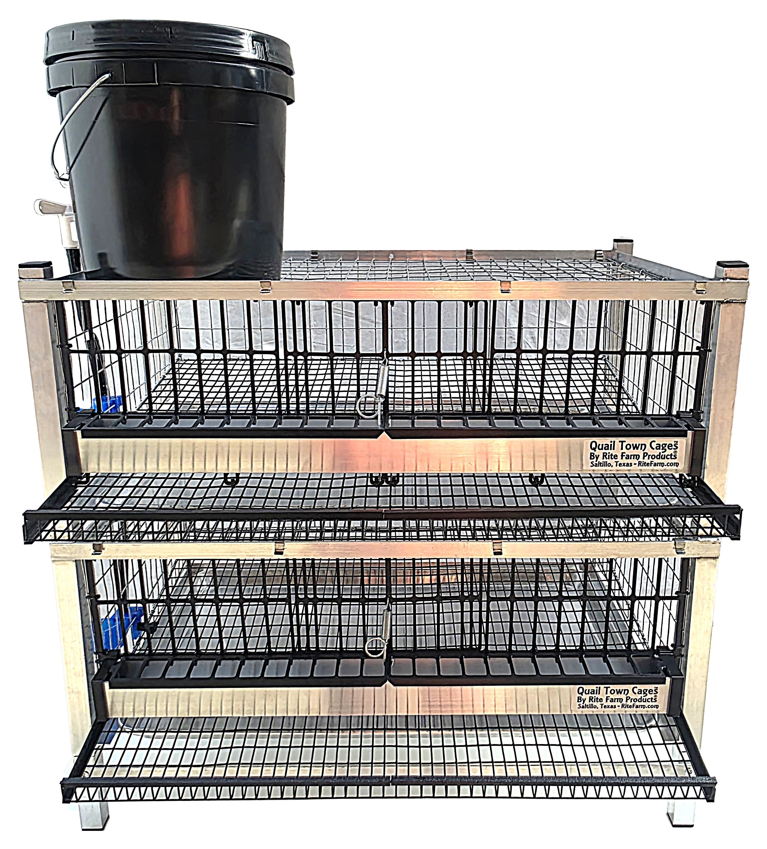 Quail Town Cages by Rite Farm Products - Pro Modular Quail Grow Out & Layer Cage Tower System Transparent Reservoir