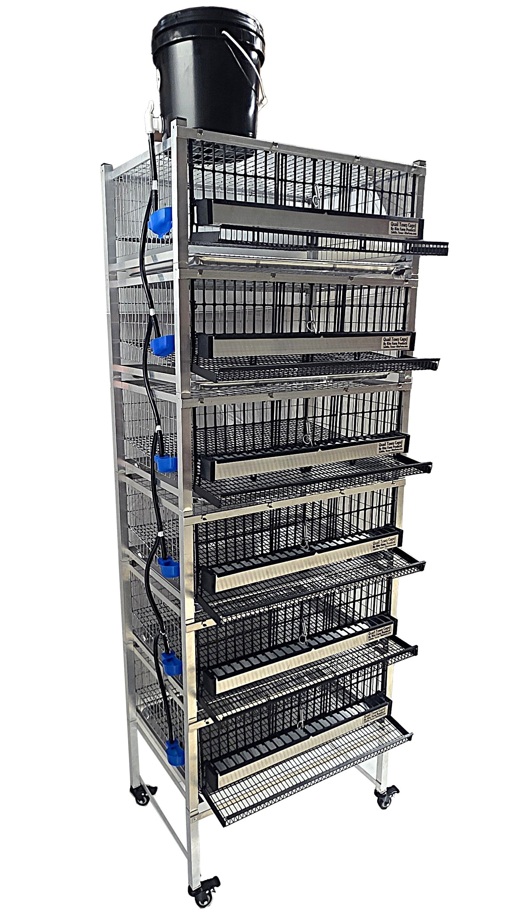 Quail Town Cages by Rite Farm Products - Pro Modular Quail Grow Out & Layer Cage Tower System Transparent Reservoir