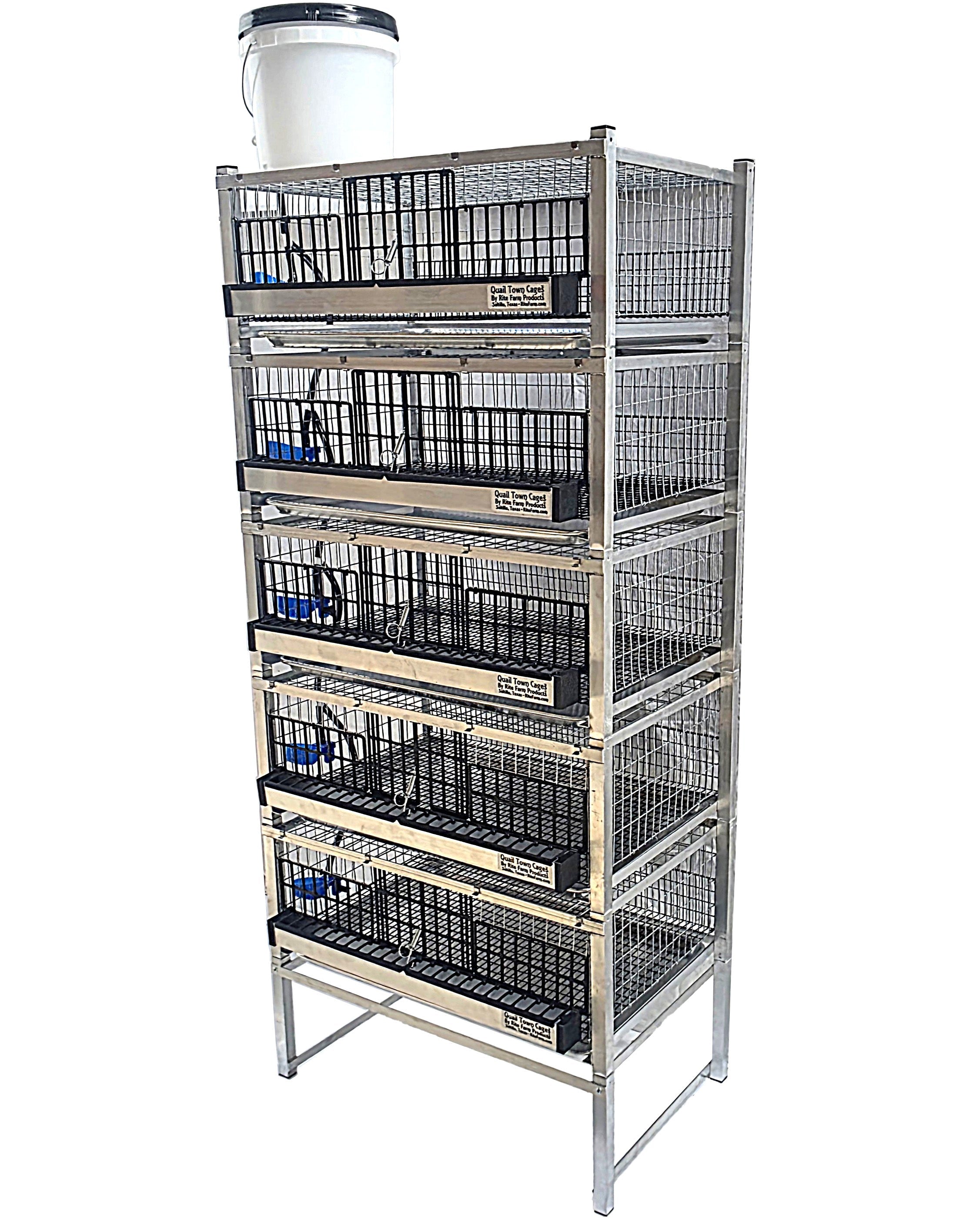 Quail Town Cages by Rite Farm Products - Pro Modular Quail Grow Out & Layer Cage Tower System Transparent Reservoir